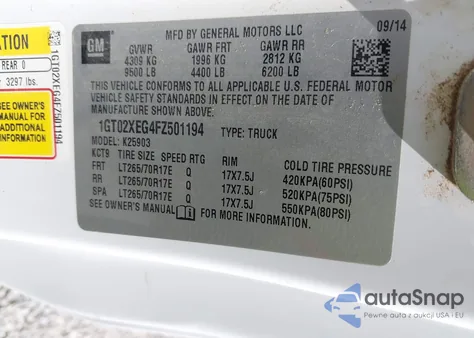 2015 GMC Sierra 2500Hd из США, поврежденный, VIN 1GT02XEG4FZ501194